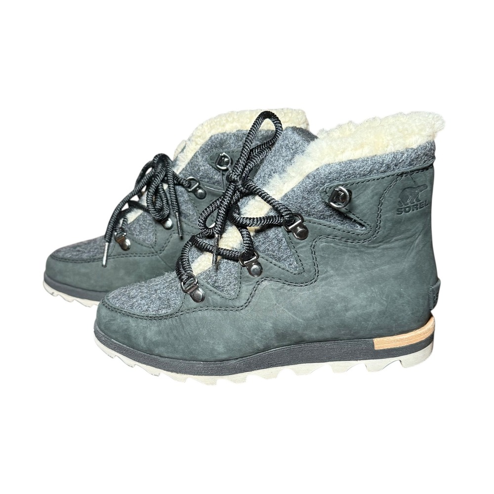 NWT Sorel Women's Winter Boots Grey Wool‎ Waterproof Insulated Cozy Snow Size 6